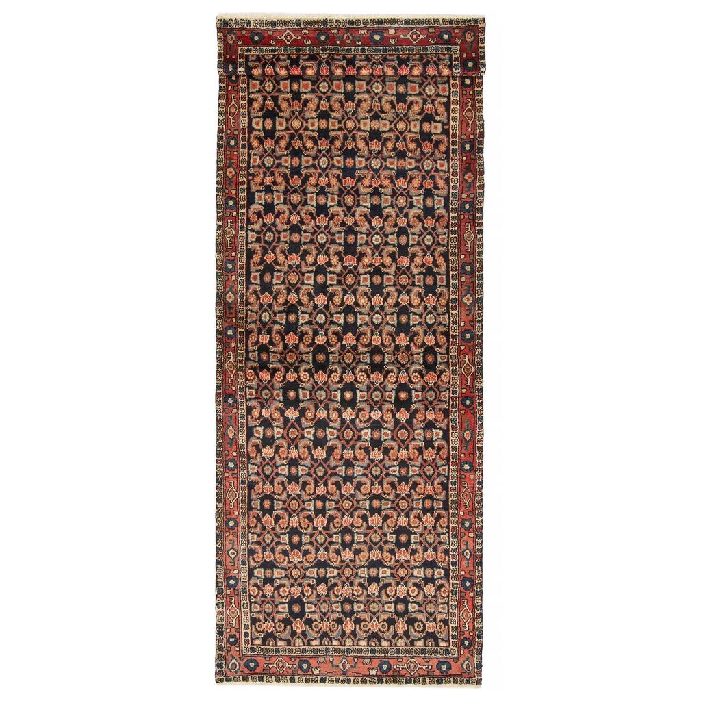 ECARPETGALLERY Hand-knotted Andelz Navy Wool Rug - 3'4 x 9'10
