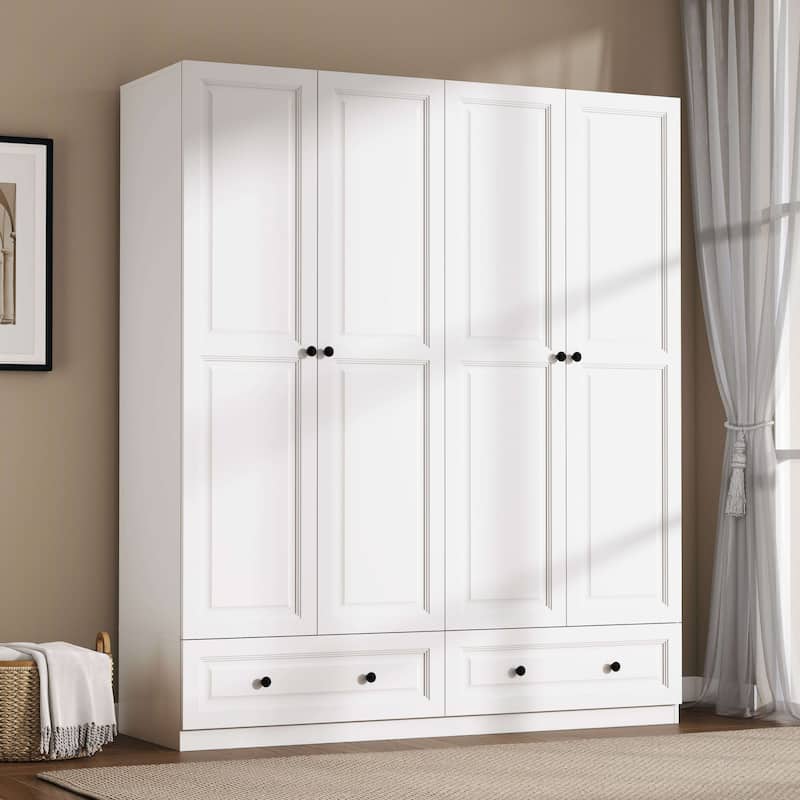 74" Armoire Wardrobes Closet Storage Cabinet - White