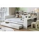 preview thumbnail 16 of 29, Wooden Full Size Daybed with Storage Shelves, Twin Trundle and Desk
