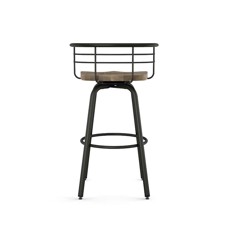 Amisco Brisk Swivel Counter Stool with Distressed Wood Seat