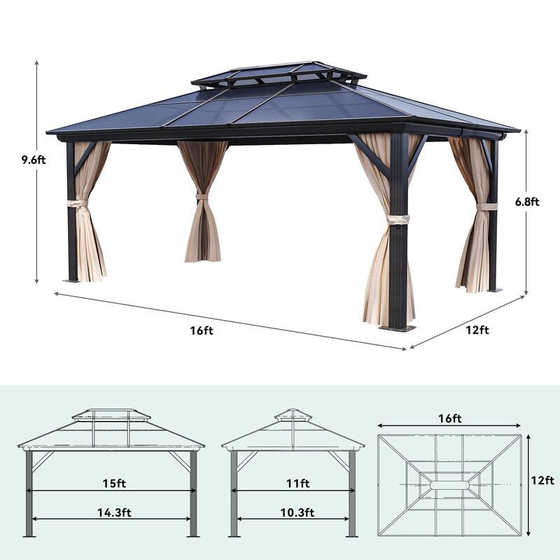 Outdoor Metal Patio Gazebo With Curtains