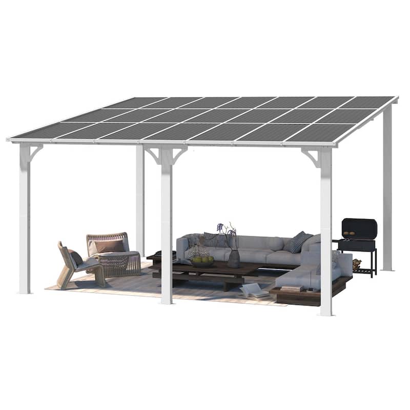 12x14ft Lean to Gazebo Hardtop Wall Mounted Gazebo