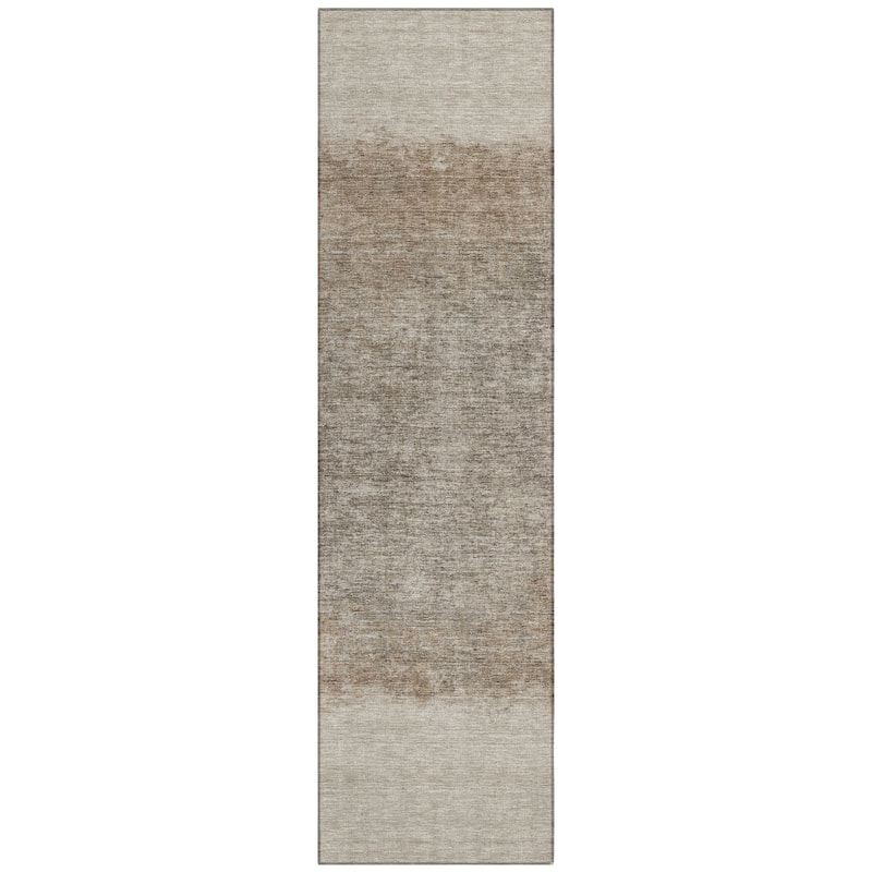 Machine Washable Indoor/Outdoor Border Ombre Chantille Rug