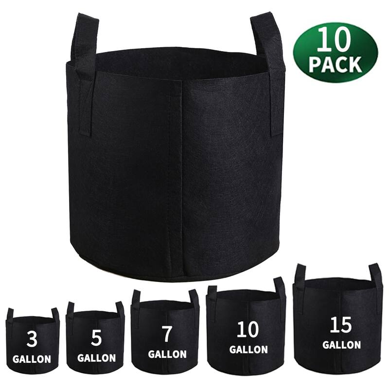 10-Pack Grow Bags Thickened Nonwoven Plant Fabric Pots with Handles