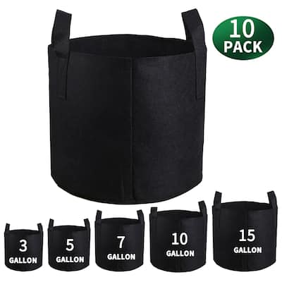 10-Pack Grow Bags Thickened Nonwoven Plant Fabric Pots with Handles