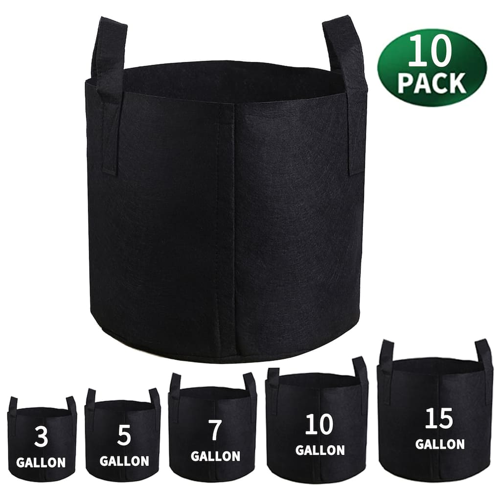 10-Pack Grow Bags Thickened Nonwoven Plant Fabric Pots with Handles
