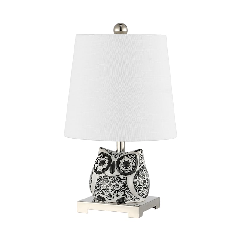 Tiki 16" Ceramic Mini LED Table Lamp, Blue/White by JONATHAN Y - 16