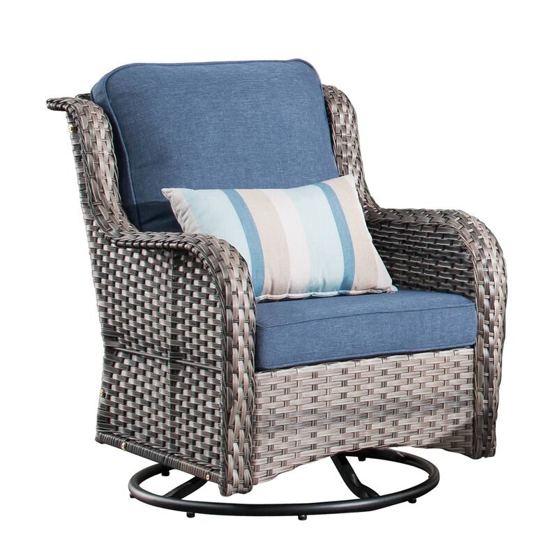 OVIOS 6-Piece Outdoor Wicker Patio Fire Pit Furniture Set with Swivel Chairs