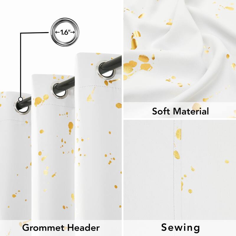 Deconovo Gold Spot Curtain Panel Pair (2 Panel)
