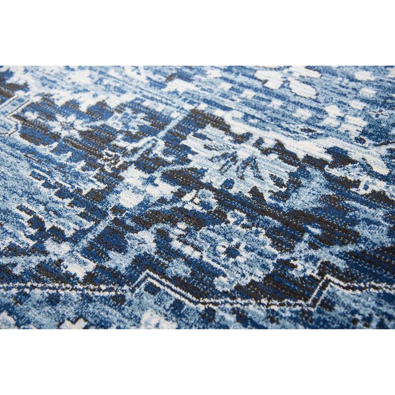 Alora Decor Swagger Ivory, Blue, and Black Persian-style Medallion Rug