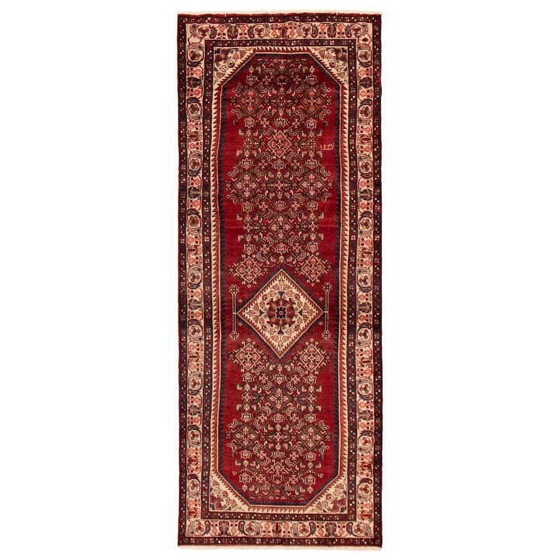 ECARPETGALLERY Hand-knotted Anadol Red Wool Rug - 3'5 x 9'1 - Dark Red - 3'5 x 9'1