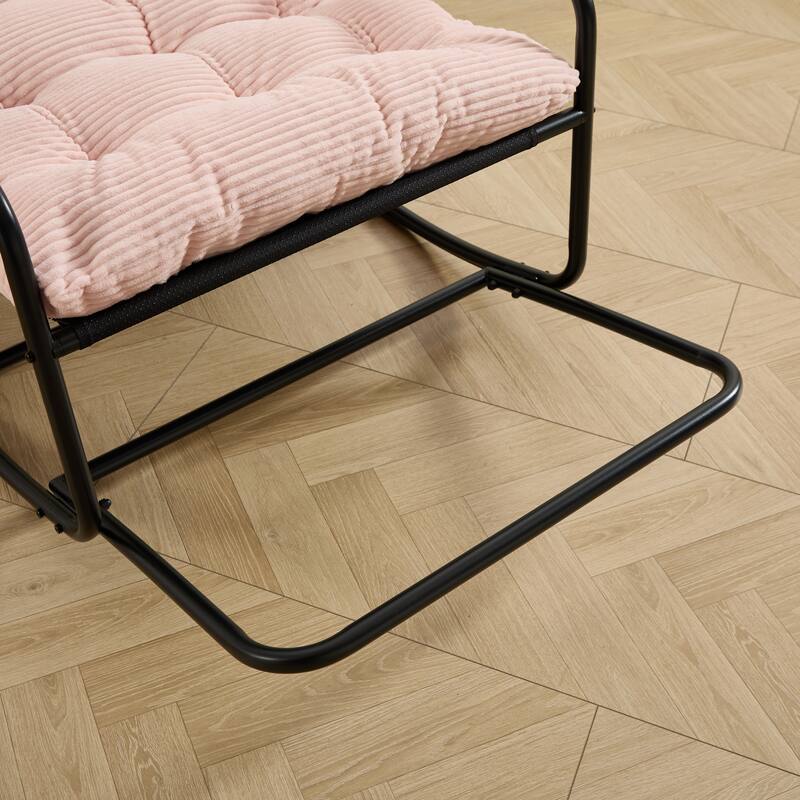 Outdoor Rocking Chair, Comfy Cushion, with Soft Thick Cushion,for Living Room, Bedroom, Reading Room, Black Frame with Cushion