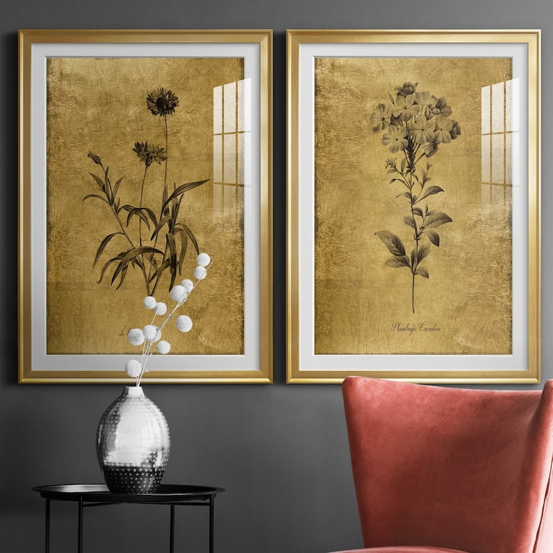 Gold Sketch Botanical I Premium Framed Print - Ready to Hang
