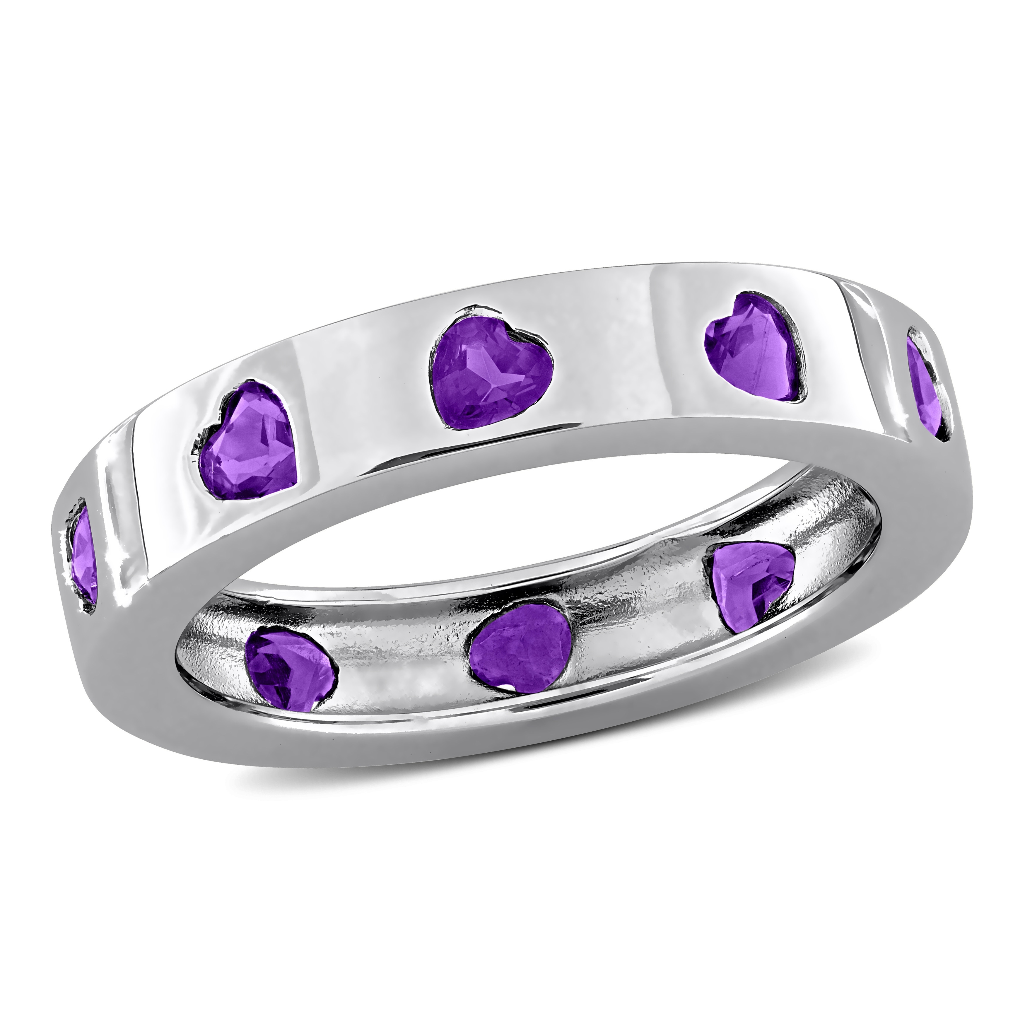 Miadora 1ct TGW Amethyst Heart Eternity Ring in Sterling Silver