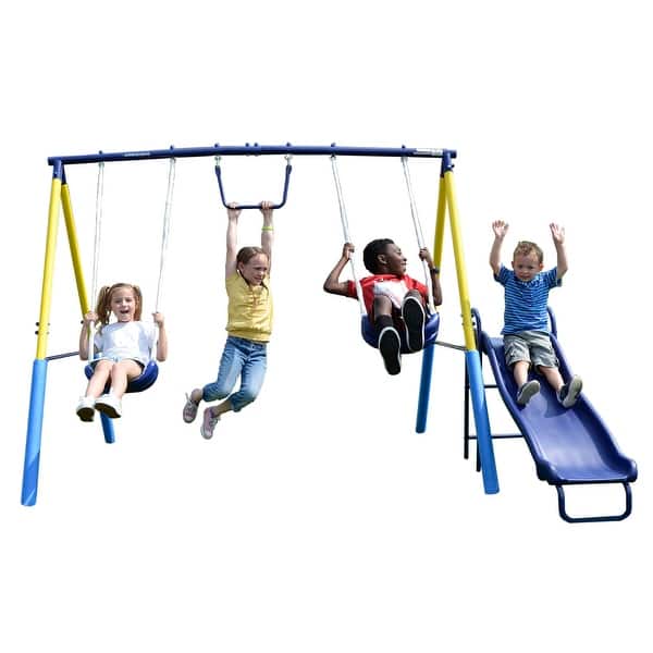 slide 2 of 12, Metal Play and Swing Set for Kids 4 Kids Max