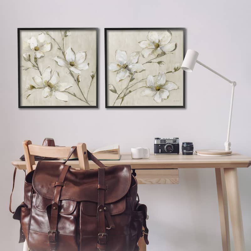 Stupell Outstretched Dogwood Branches Framed Giclee Art Design By Sally Swatland (Set of 2)