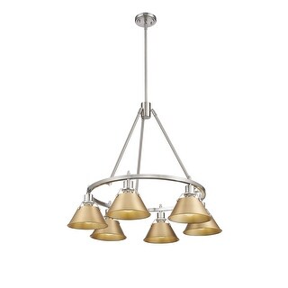 Orwell 6-Light Chandelier in Pewter with Brushed Champagne Bronze - Silver