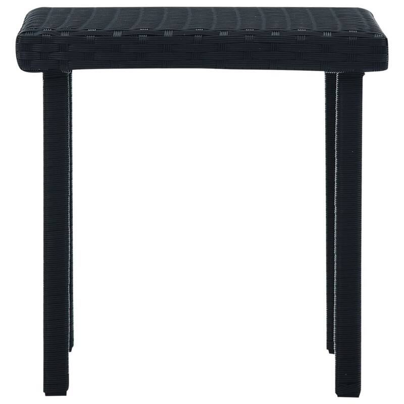 Outdoor Side End Tea Table, 16 Inch Steel, Square Black Poly Rattan - 16 Inch