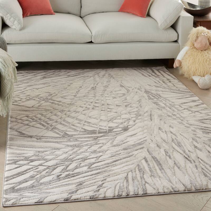 Nourison Rustic Textures Abstract Floral Area Rug - 3'11" x 5'11" - Ivory/Grey