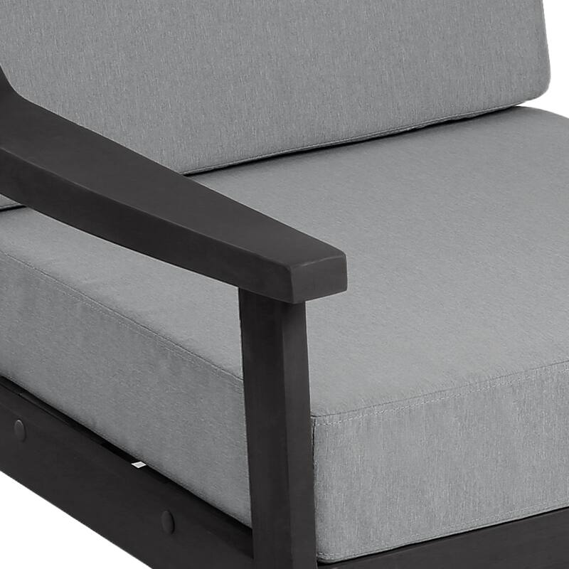 Outdoor Wood Cushioned Patio Set of 2 Accent Chair with Side Table