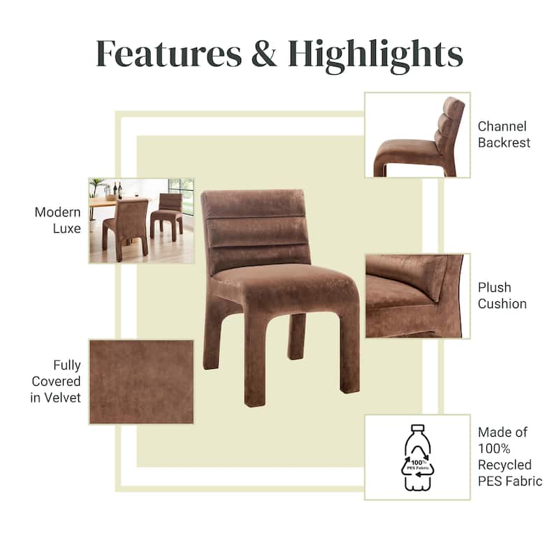 NPD Furniture Josie Velvet Dining Side Chair (Set of 2)