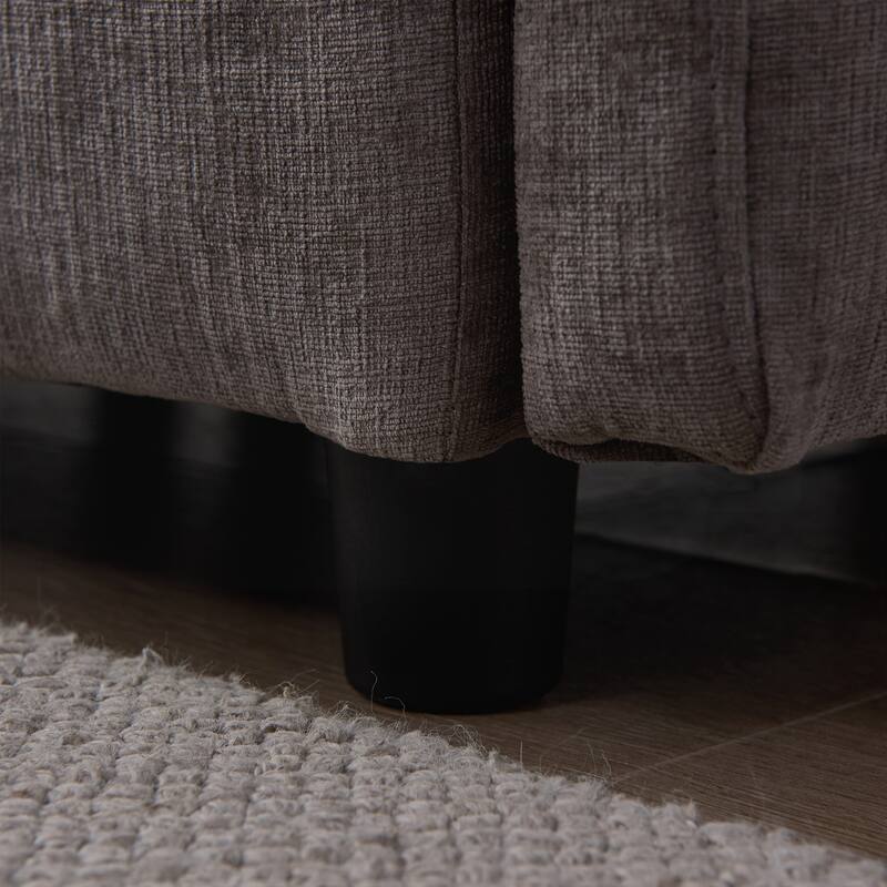 Upholstered Soft Chenille Fabric Sofa,3 Seater with Ottoman L Shape Sofa