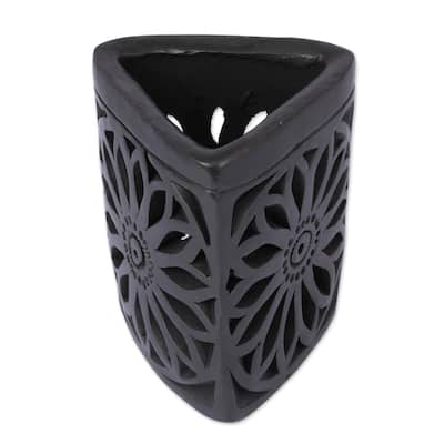 Handmade Oaxacan Dusk Ceramic Pencil Holder (Mexico) - 3.9" H x 3.1" W x 3" D