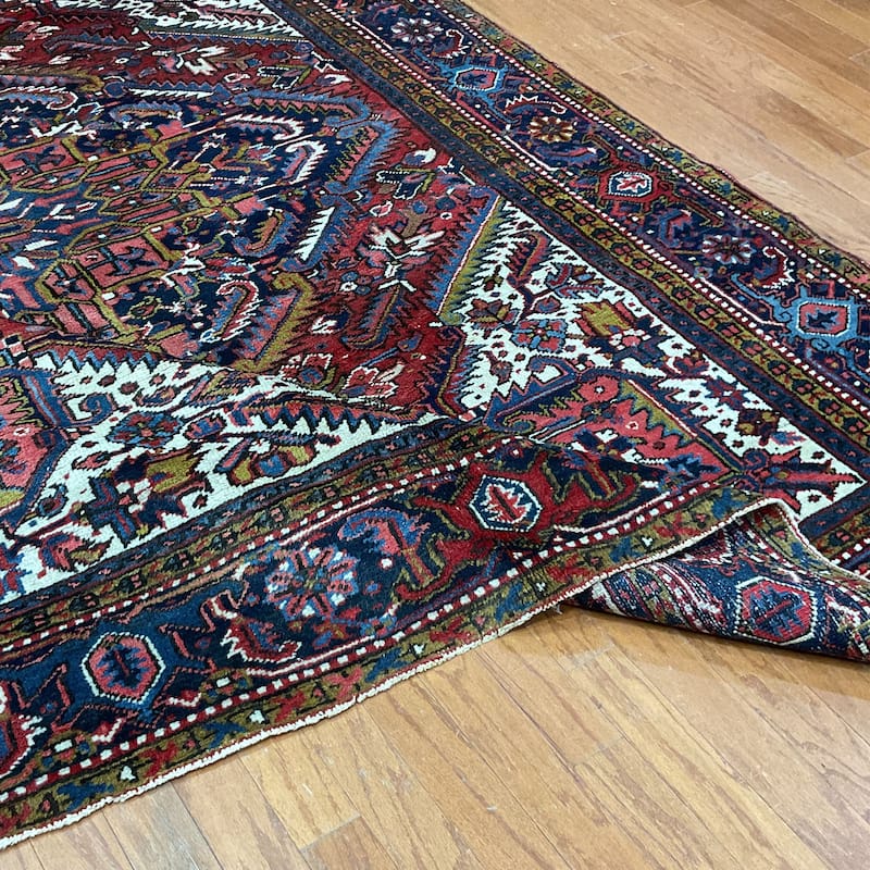 HERAT ORIENTAL Handmade 1920s Antique Heriz Wool Rug - 8'2" x 9'2"