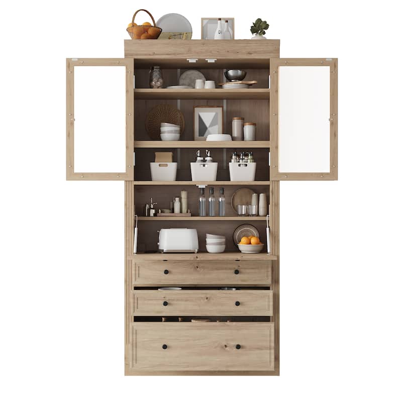 Freestanding Kitchen Pantry Storage Cabinet - Natural