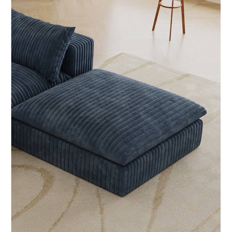 Blue Corduroy Fabric Cloud Sofa, Double - layer, Removable Cushion, DIY Combination