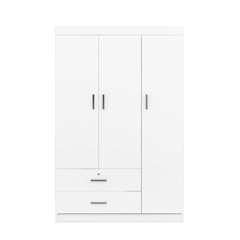 3-Door Wardrobe with 2 Drawers - N/A
