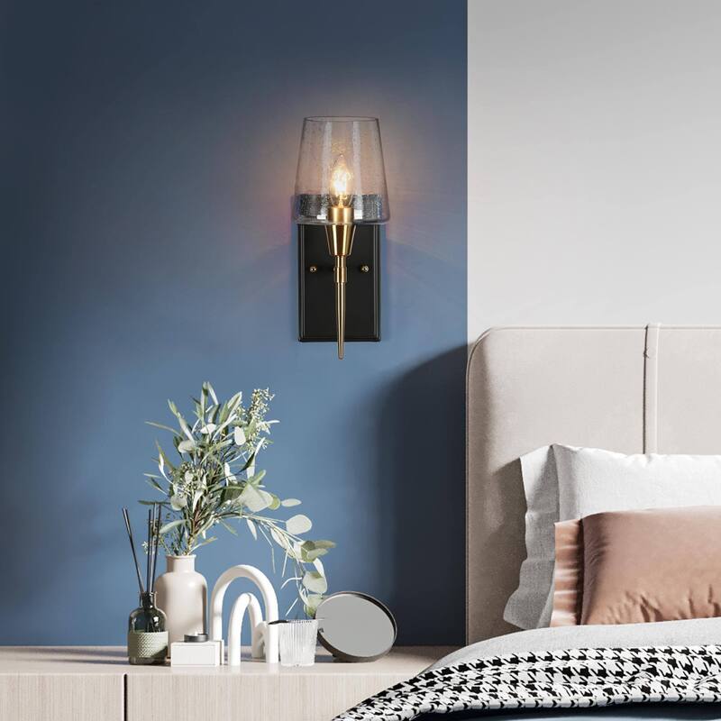 Modern Black Gold 1-Light Wall Sconce Traditional Dimmable Bathroom Vanity Light
