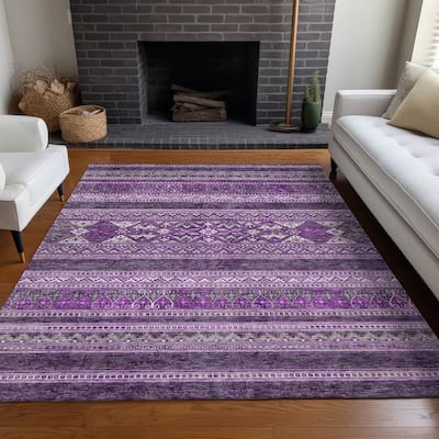 Machine Washable Indoor/ Outdoor Chantille Boho Tribal Rug