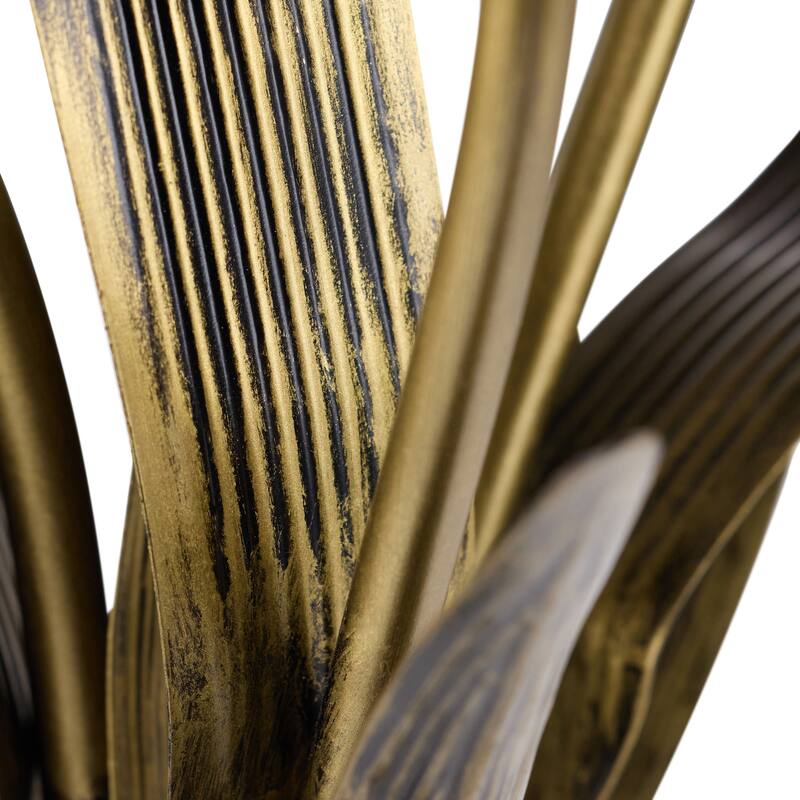 21.75-inch Antique Brass and Mercury Glass 3 Lily Uplight Accent Lamp - 11" x 10.5" x 21.75"