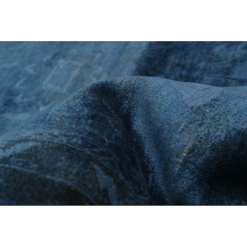 ECARPETGALLERY Hand-knotted Vibrance Dark Blue Wool Rug - 9'1 x 11'10