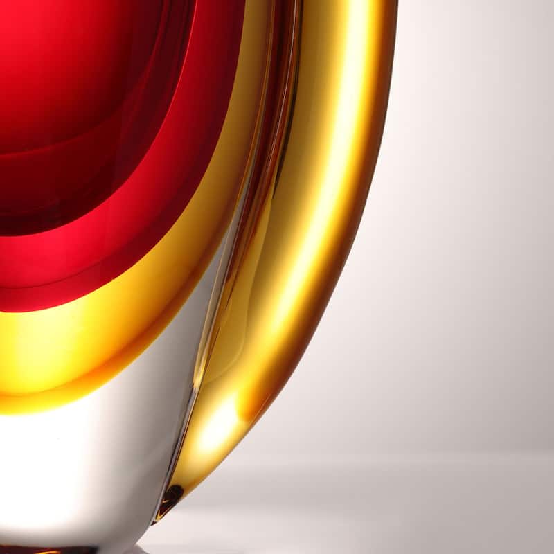 Luxury Lane Hand Blown Sommerso Oval Art Glass Vase 8.5-10 inch tall