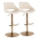 preview thumbnail 2 of 144, Silver Orchid Svellingen Adjustable Bar Stool with Rounded T Footrest - Set of 2 Cream Faux Leather/Gold Metal