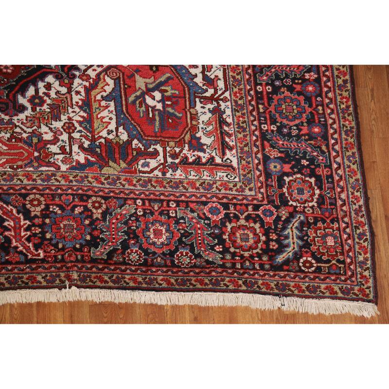 Hand Knotted Oriental 100% Wool Carpet Traditional Medallion Red Heriz (serapi) Area Rug - 15' 0'' X 11' 8''