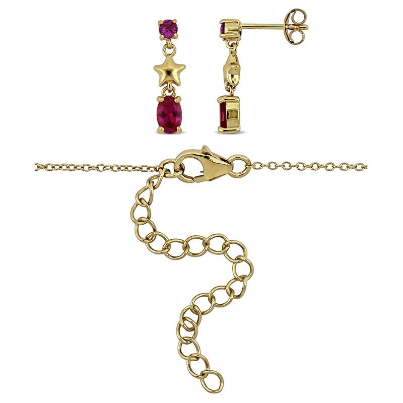 Miadora Yellow Silver 3 1/4TGW Multi-Gemstone Necklace and Earrings Set