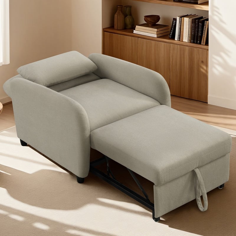 Spruce & Spring Modern Pull-Out Accent Chair Bed with Adjustable Backrest & Space-Saving Design