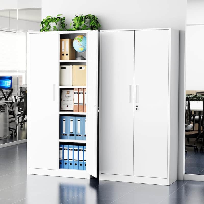 71 inch Garage Storage Cabinet Shelving Kitchen Pantry Locker with Adjustable Shelves for Office, Garage, Home, Pantry