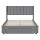 preview thumbnail 1 of 50, Beige Full Velvet Upholstered Bed with Large Storage Drawer - Stylish & Spacious