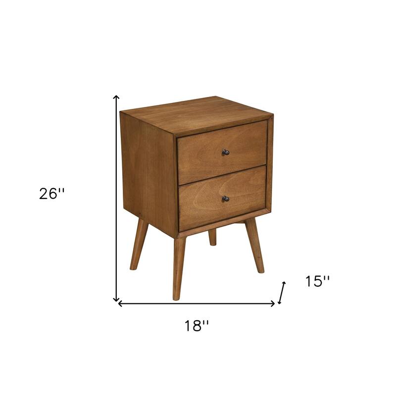 Century Modern Wood 2 Drawer Nightstand