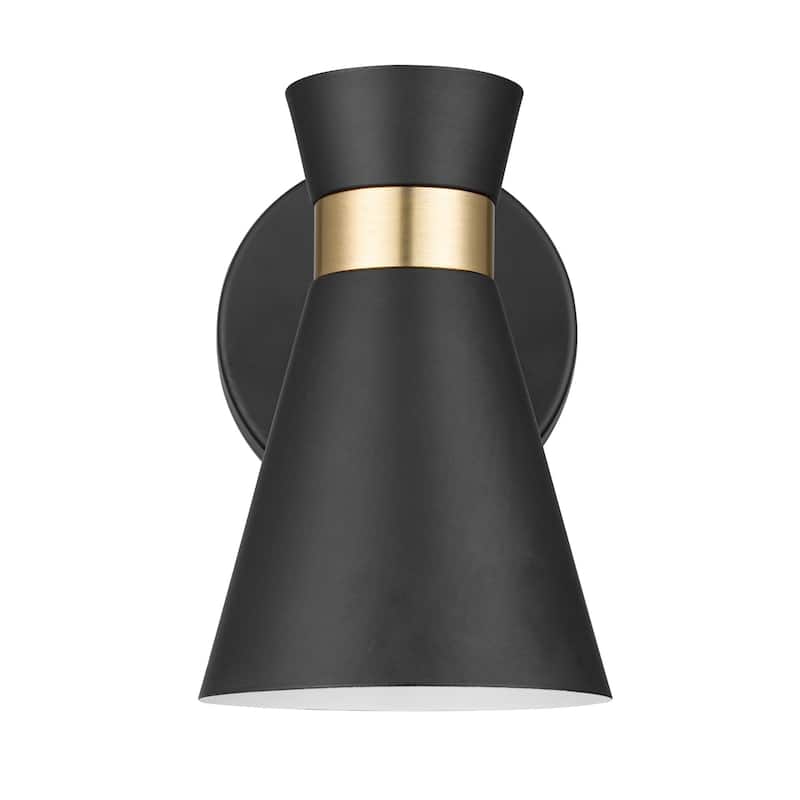 Prominence Home 2-Pack Battery-Operated LED Matte Black Wall Sconce with Brushed Gold Accents
