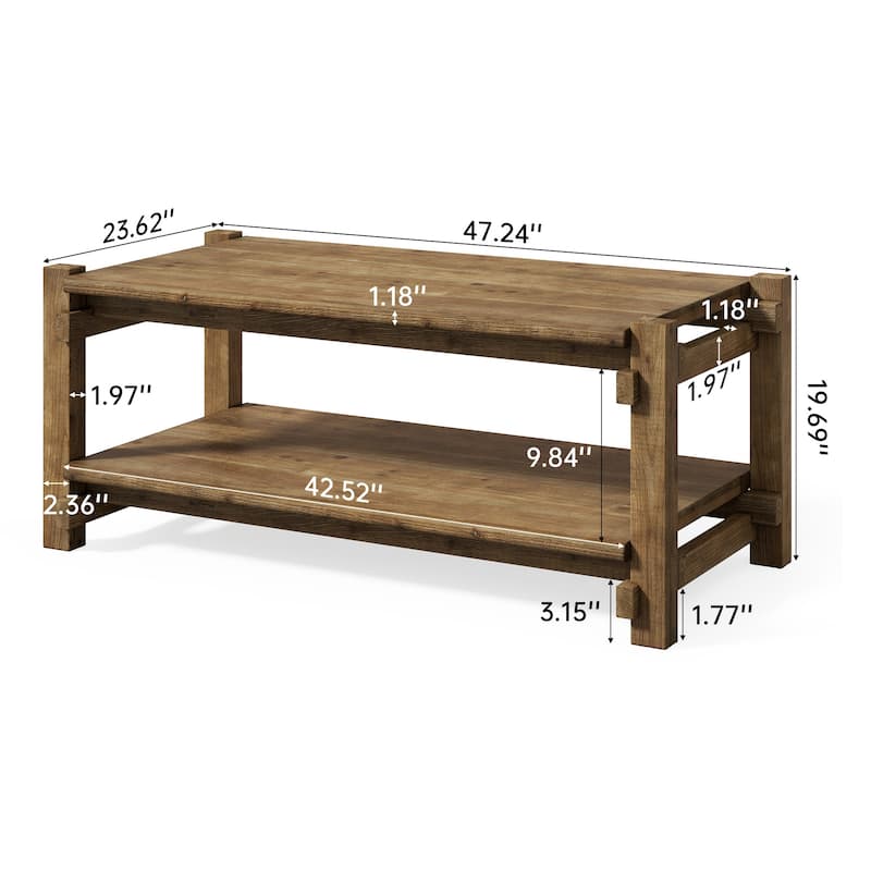 47" Solid Wood Coffee Table