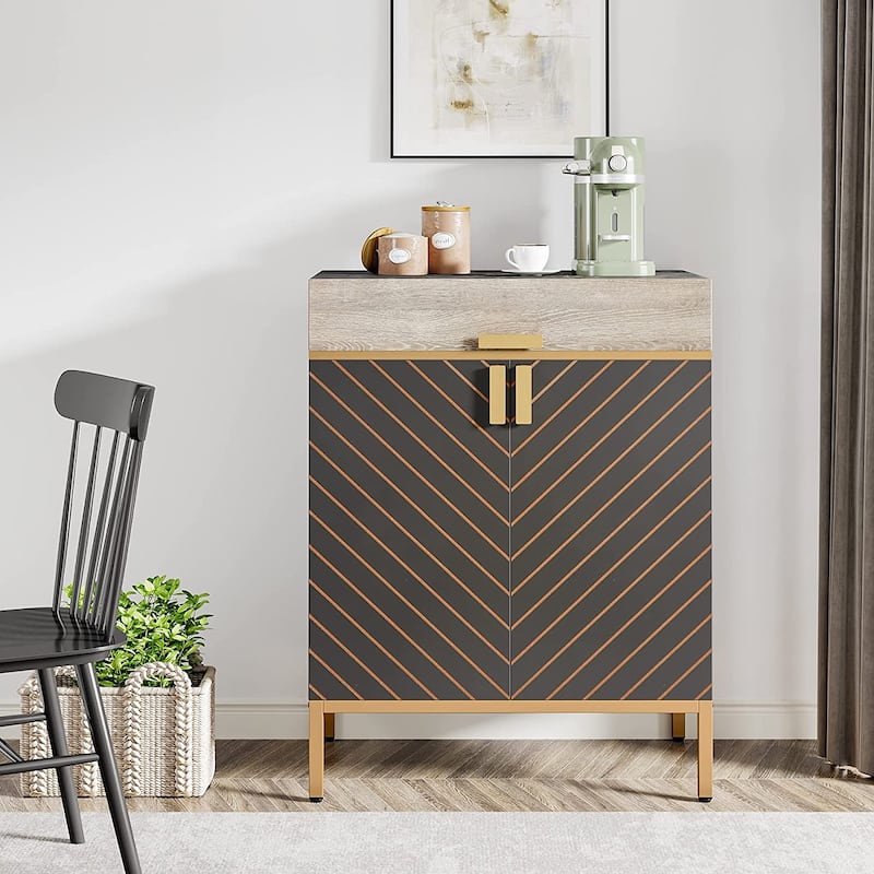 Sideboard Buffet Cabinet with Removable Shelves, Modern Kitchen Storage Cabinet with 2 Drawers
