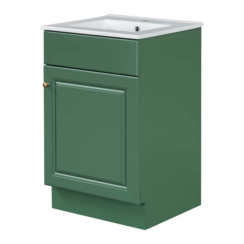 Bathroom Vanity with Sink, Vanity Set with Adjustable Shelf, Bathroom Cabinet with Storage Rack and Soft Closing Door