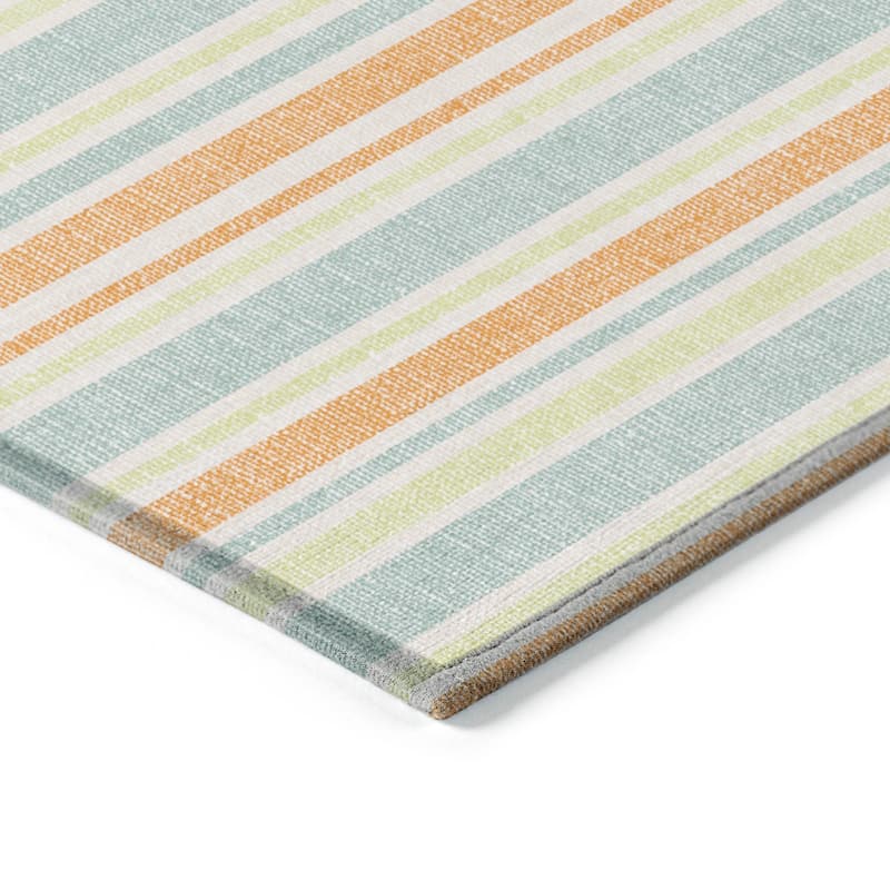 Machine Washable Indoor/ Outdoor Thin Cabana Stripe Chantille Rug