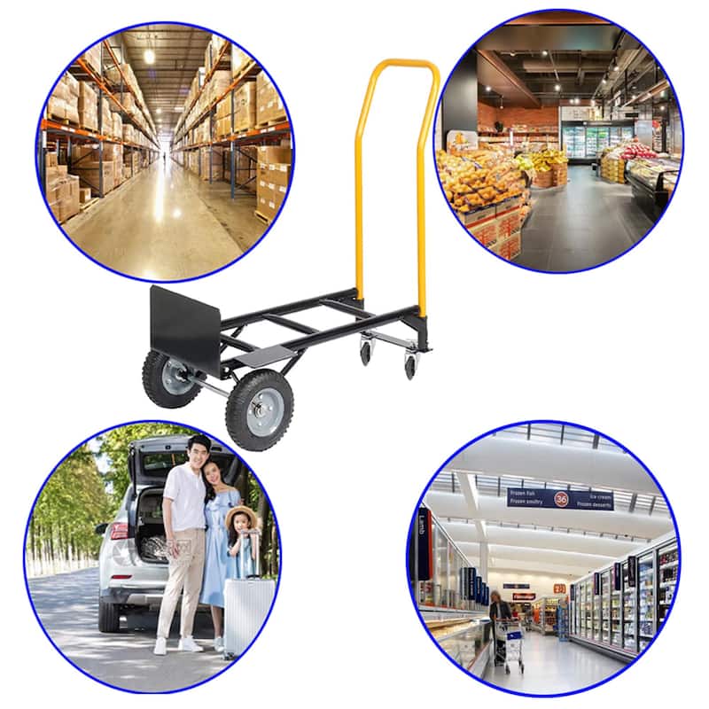 Dual Purpose Hand Truck,2-Wheel Dolly Cart and 4-Wheel Push Cart