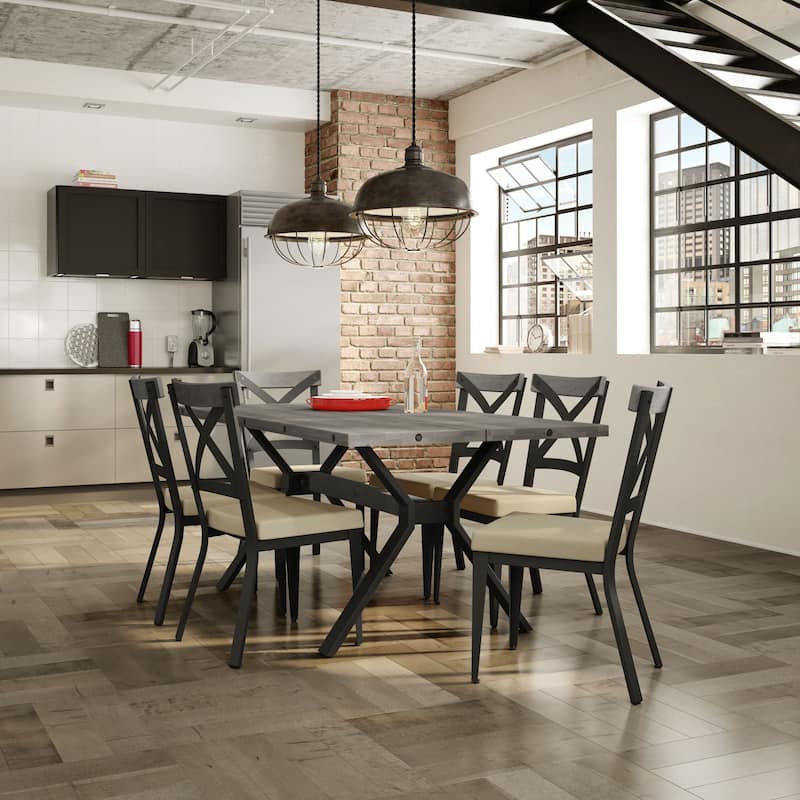 Amisco Snyder Upholstered Dining Chair with Wooden Accent and Metal Frame